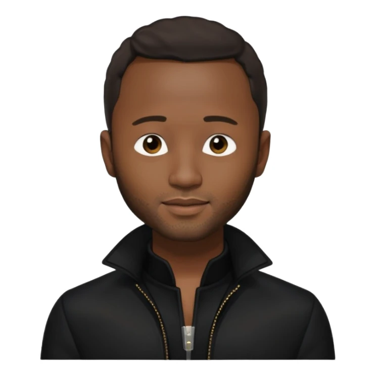 John Legend with dark brown long hair, black outfit sticker