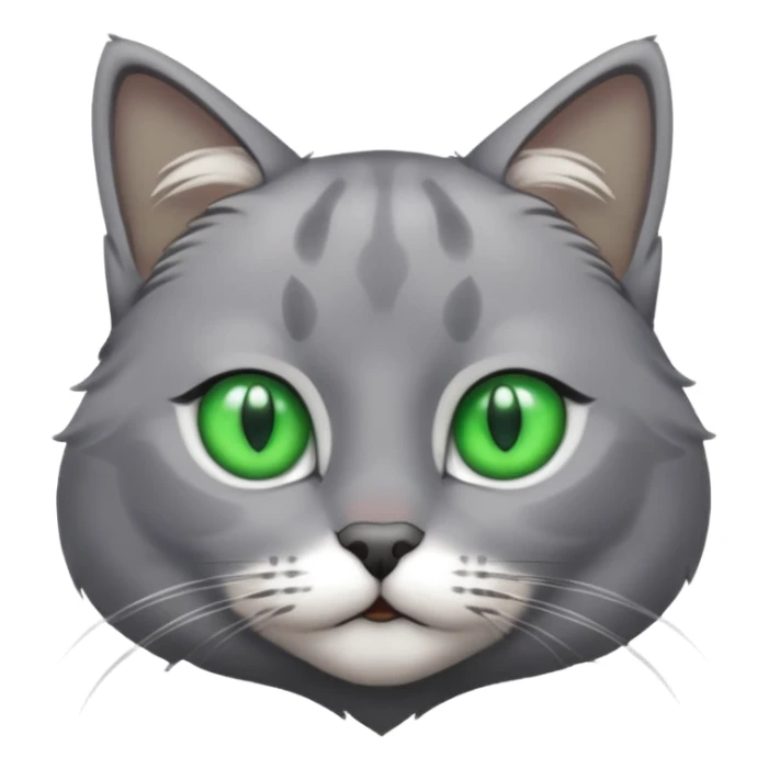 grey cat with green eyes and white stain bottom the neck sticker