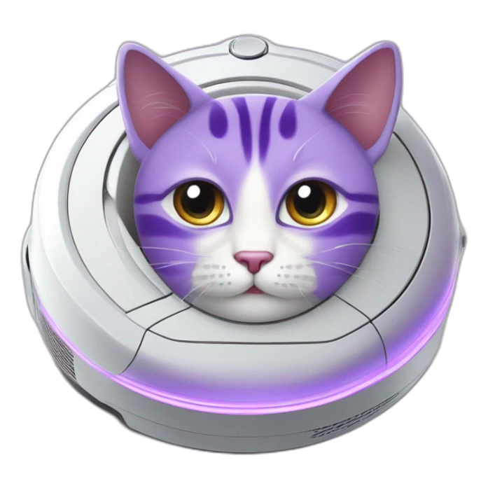 glory purple cat on a white robot vacuum cleaner sticker