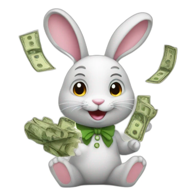 Bunny with money in his hand  sticker