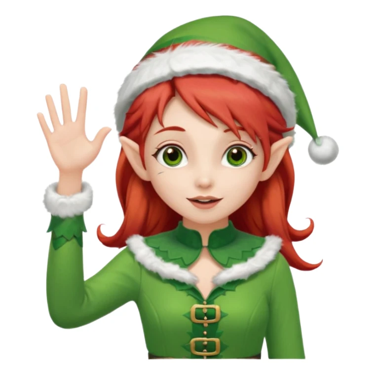 christmas elf girl with red hair, waving  sticker