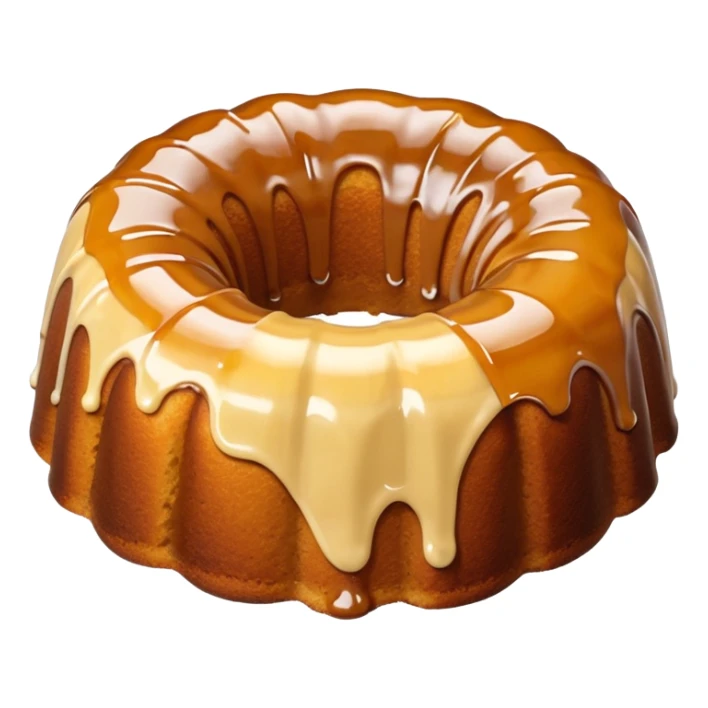 Bundt cake with apple filling and tan sauce sticker