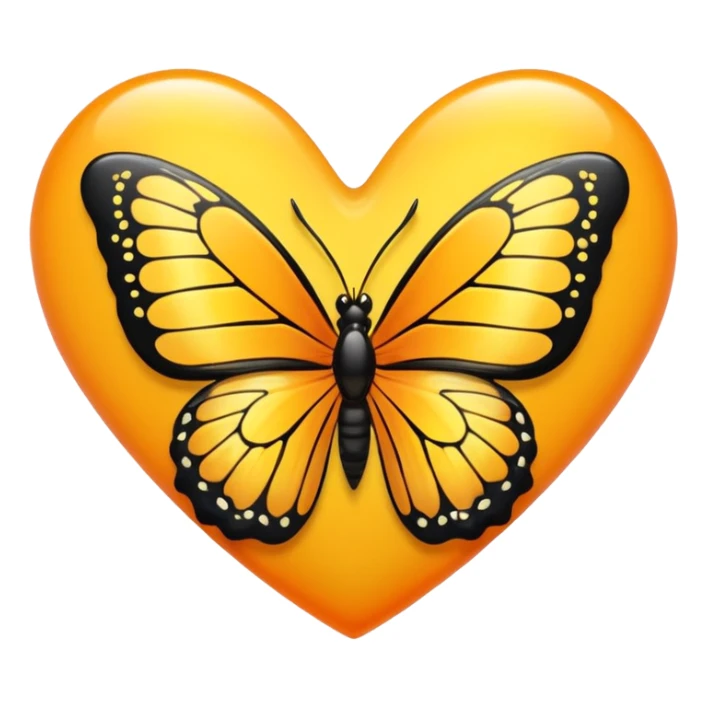 yellow heart with a butterfly sticker