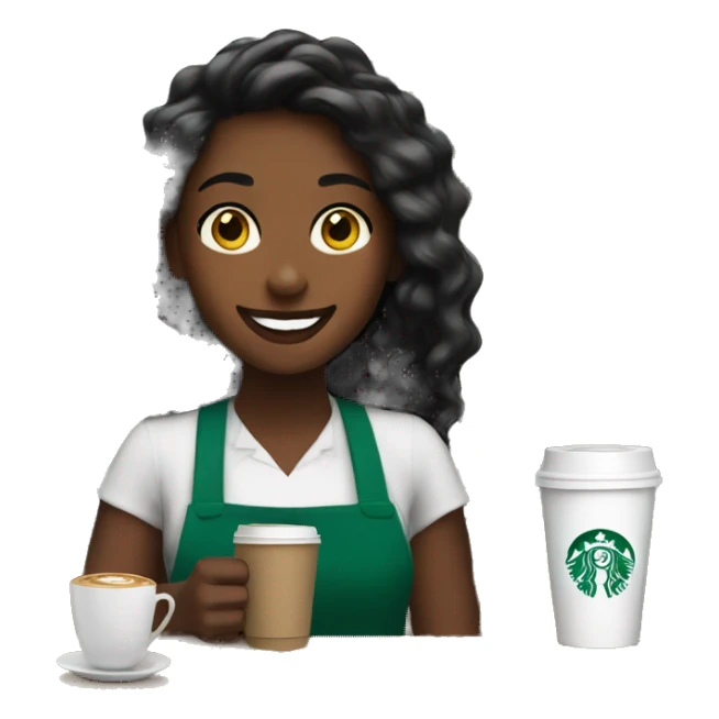 Girl starbucks barista smiling holding coffee sticker