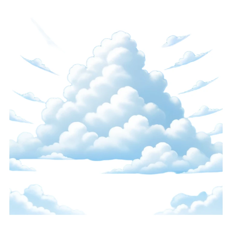 A vast, clear blue sky with soft, fluffy clouds scattered across it. The clouds are light and airy, drifting gently, creating a peaceful and calming atmosphere. The background emphasizes the open expanse of the sky, evoking a sense of freedom and tranquility. sticker