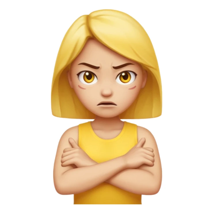 angry face girl emoji with arms crossed over each other in front  sticker