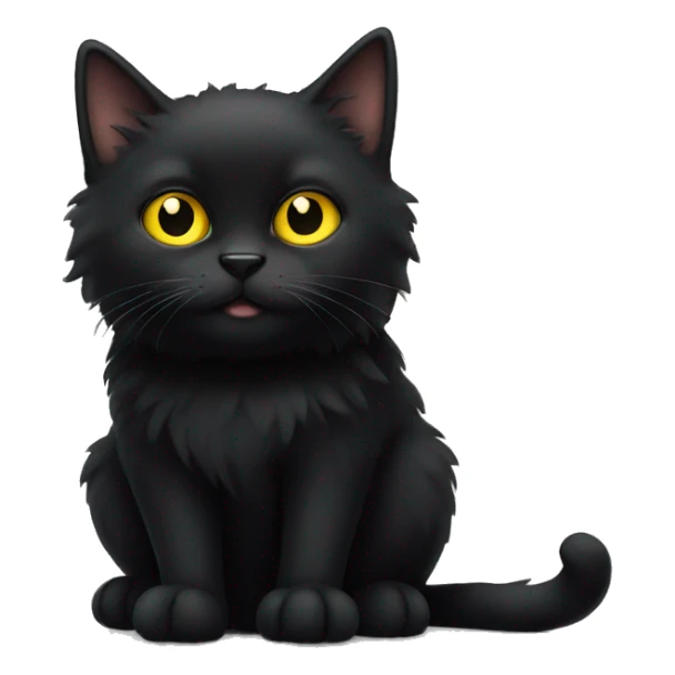 fluffy black cat with big yellow eyes  sticker