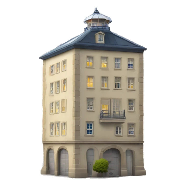 maison phare bâtiment carré avec tour au centre de la toiture sticker