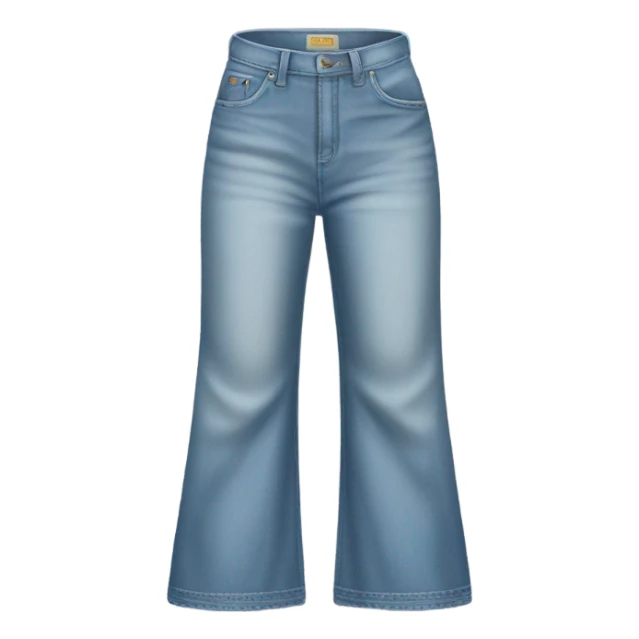 Realistic Wide Long leg high waisted light blue jeans, isolated sticker