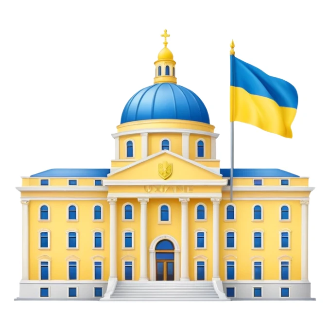 Presidential buildings with the flag of Ukraine sticker
