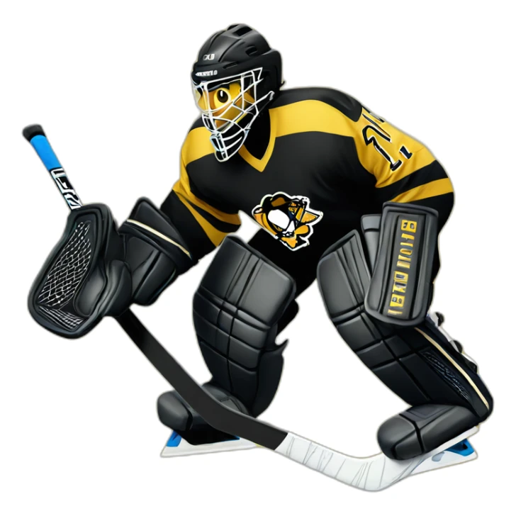 Ice hockey goalie with black and gold pads sticker