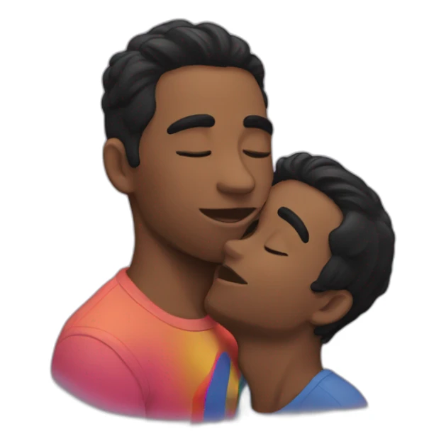 Black hair gay kiss sticker