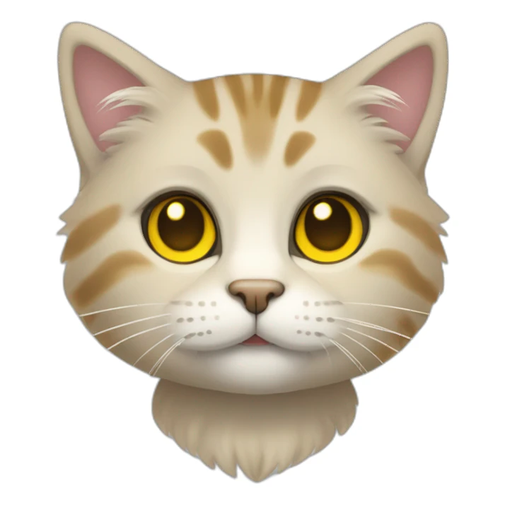 light tabby cat head little fluffy and cute smile with yellow eyes and black public sticker