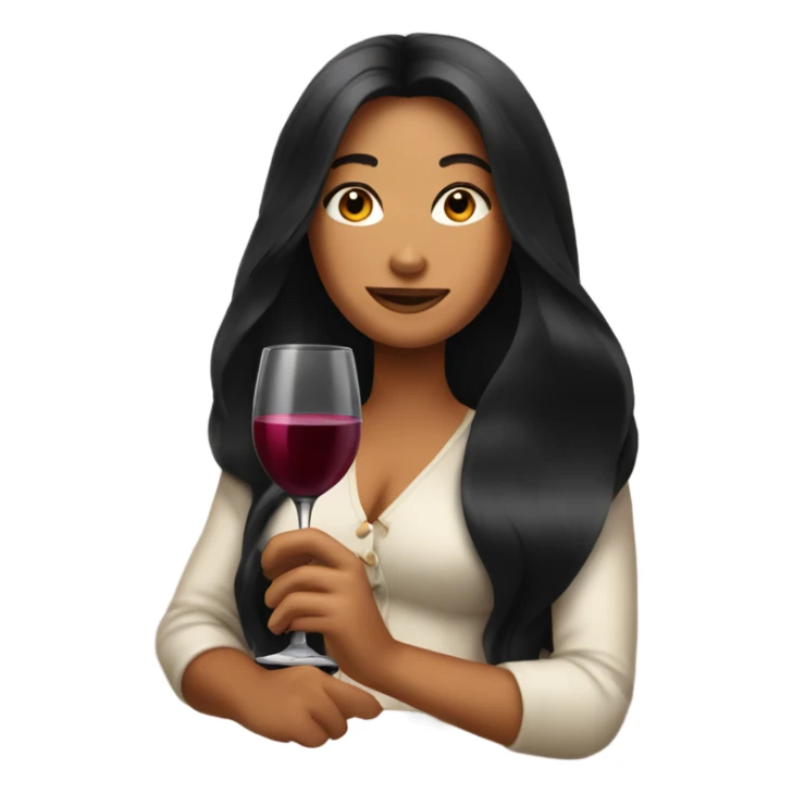 Tanned woman with long black hair drinking wine  sticker