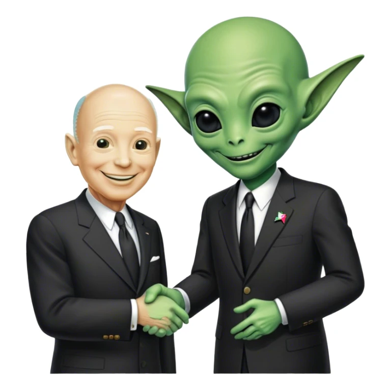 alien shakes hands with president Entsenhower

 sticker
