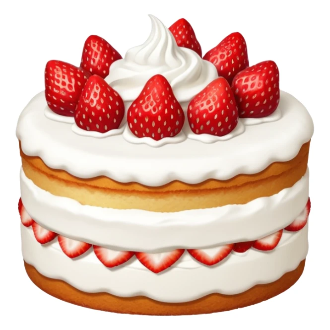 white cake with whole strawberries and whipped cream on top sticker