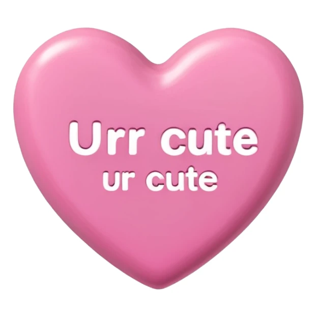 Candy hearts but only 1, needs to look more 3 dimensional and have UR CUTE in text on the top/face of the heart sticker