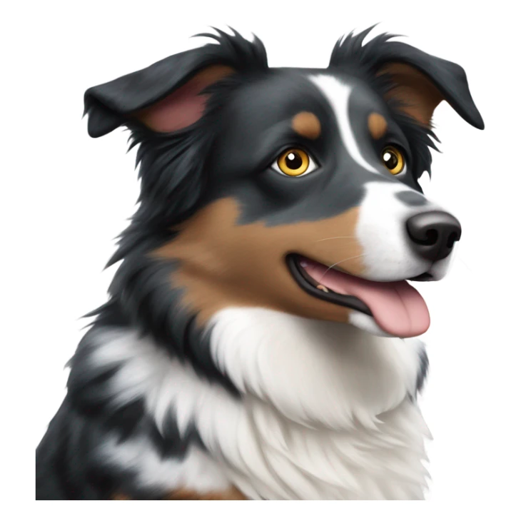 Australian Shepherd, blue heeler mixed dog with one  blue eye and one brown eye with black and white fur sticker