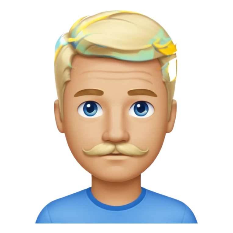 normal emoji 👨🏼 guy with blond hair, mustache, and blue eyes. No shoulders or neck. Just head. Hair a little mussed and stylish sticker