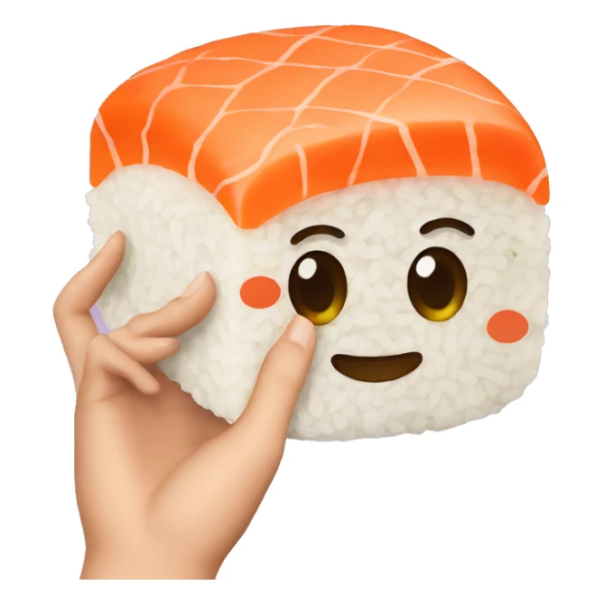 The sushi snack shows a fact with its hand. sticker