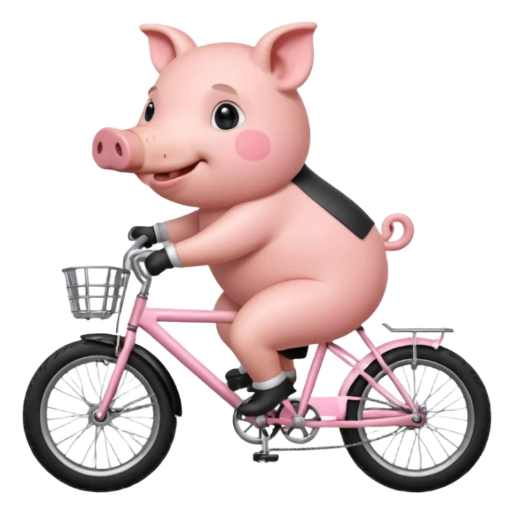 smiling pig riding a bike  sticker