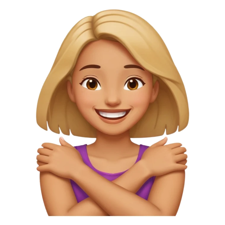 arms crossed hands around neck girl laughing sticker