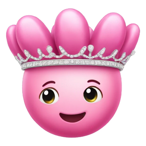 A pink bean (the food) wearing a tiara sticker