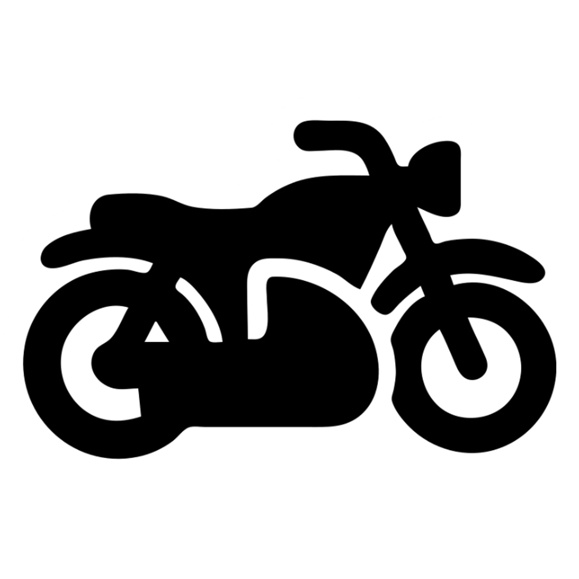 A motorcycle in a black filled icon style, with a sidecar. sticker