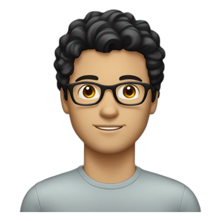 white young man with brown eyes and black hair and glasses sticker