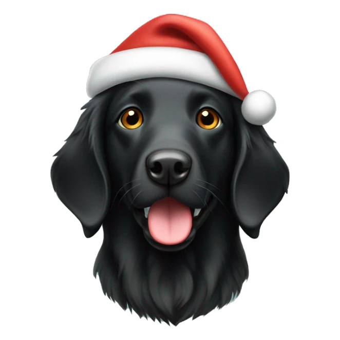 Flat coat retriever wearing Santa hat sticker