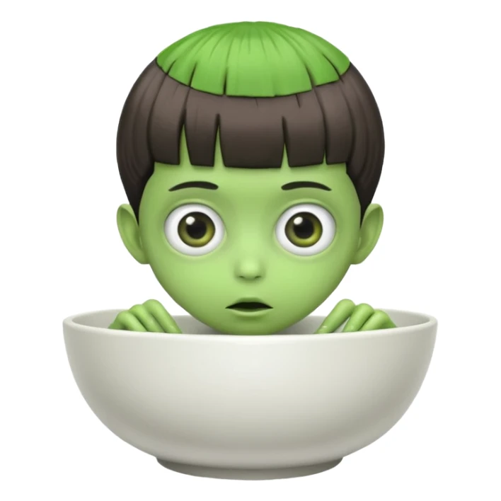 Alien with bowl haircut sticker