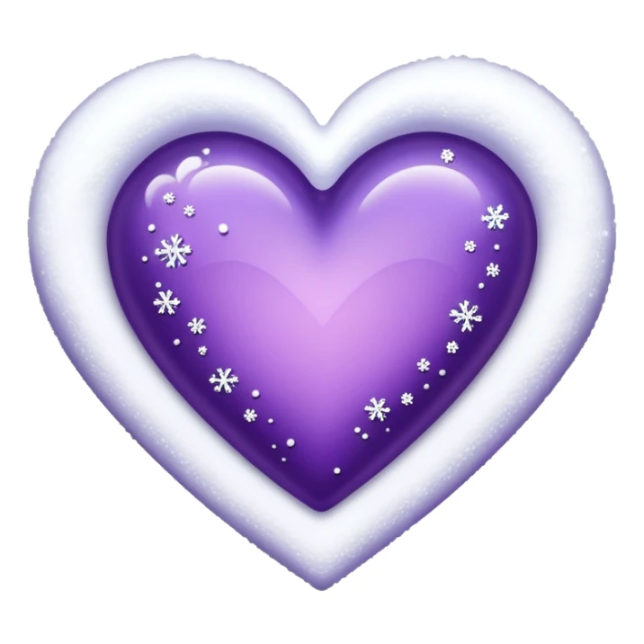 purple heart with sparkling snow effect sticker