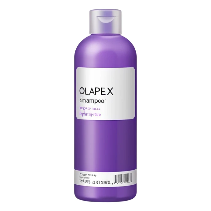 Olaplex shampoo bottle with purple label sticker