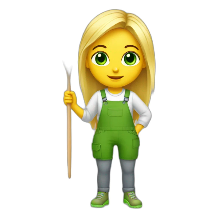 Painter girl with brushes and paints blonde green eye full body sticker