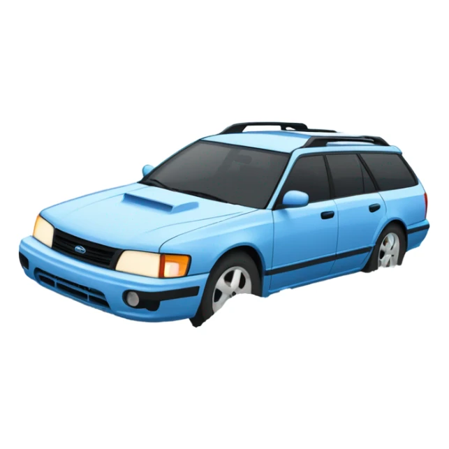 Light Blue 1990 Subaru legacy wagon stuck in a snow filled ditch sticker
