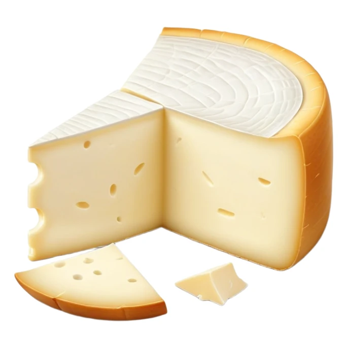 cinematic-realistic-brie-cheese-emoji,-featuring-soft-ripened-cheese-with-a-delicate white rind-rendered-with-lifelike-detail-and-inviting,-natural-lighting sticker
