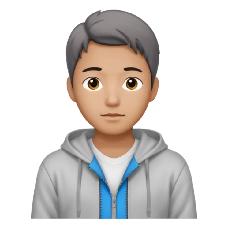 Create a handsome korean men with a white tshirt and a hoddy with ziper sticker