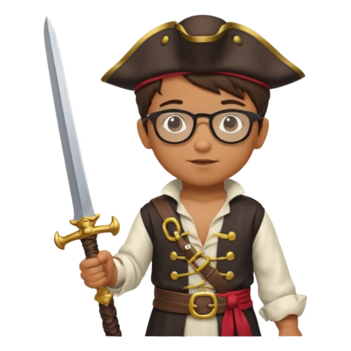 kid boy with pirate costume wearing glasses sticker
