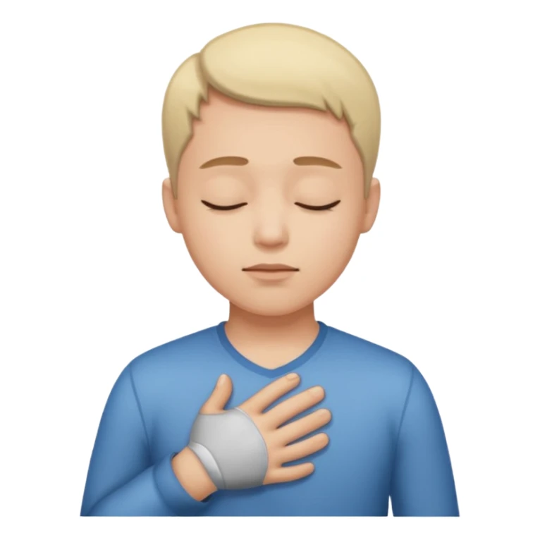 una mano en pecho ojos cerrados sticker