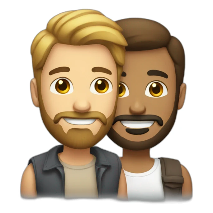 Gay love brown guy with beard and white guy with mustache sticker