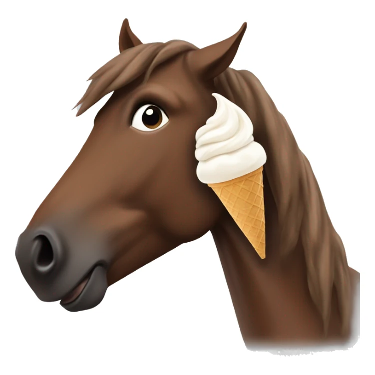 A horse eating chocolate ice cream sticker