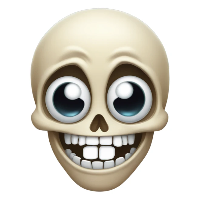 Laughing skull with eyes popping out of the eye sockets sticker