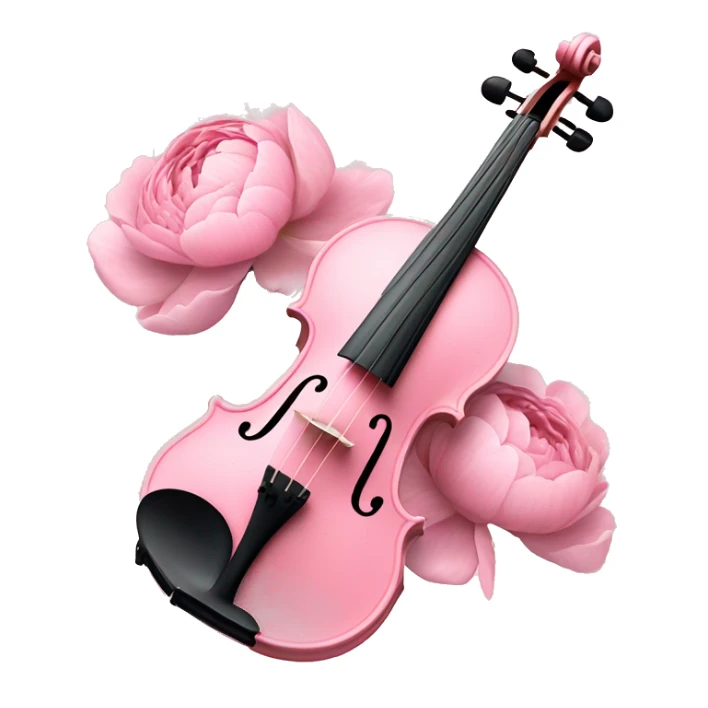 soft pastel pink violin with peonies and glitter sticker
