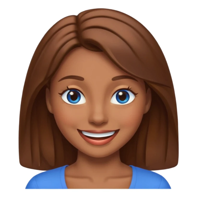 mulher morena de olhos azuis sorrindo e piscando um olho sticker