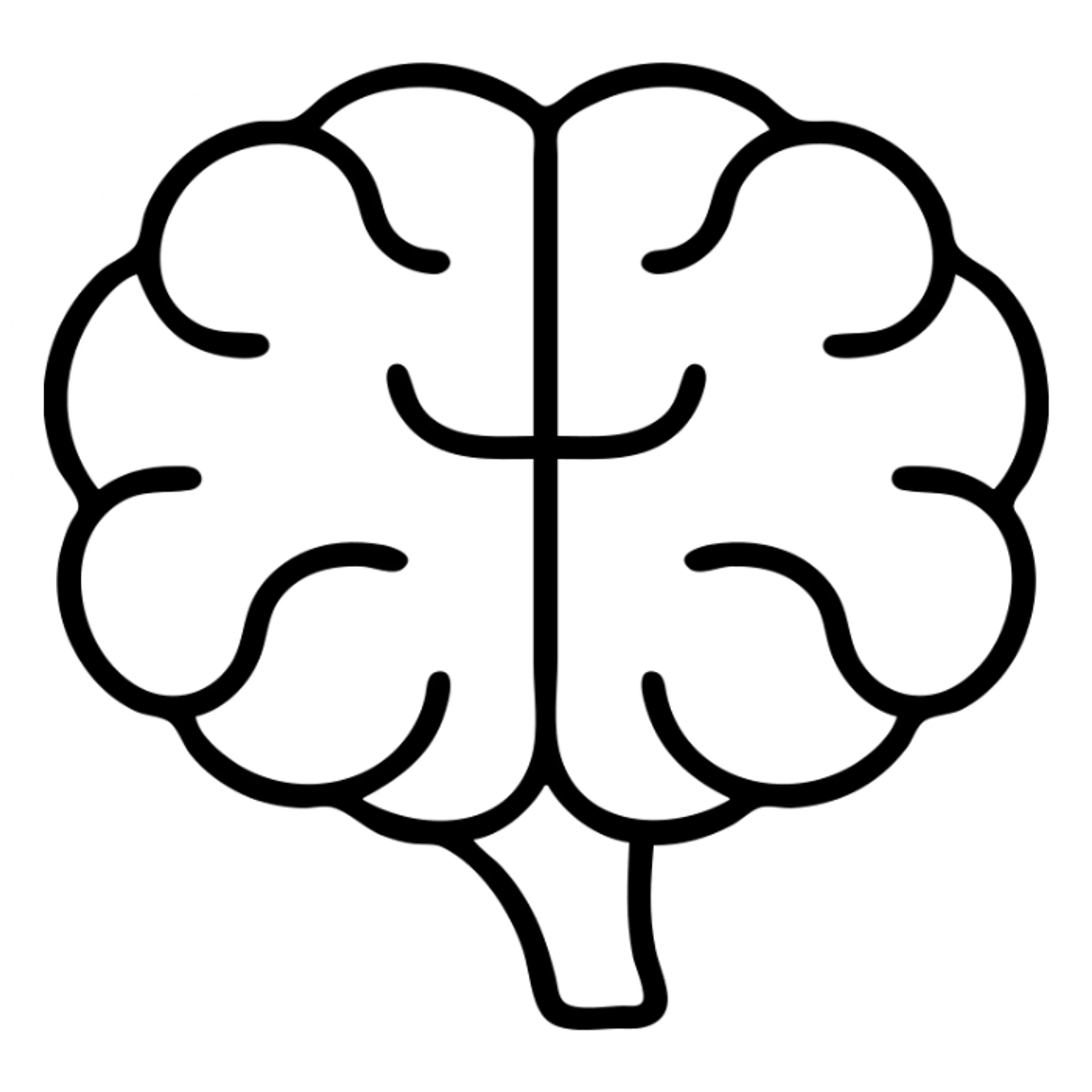 outlined icon of a brain with no fill sticker