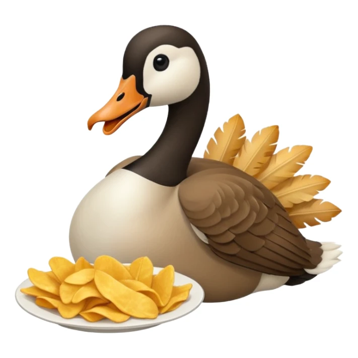 The Canada Goose Is Eating Lots Of Chips In Thanksgiving Day Meal sticker