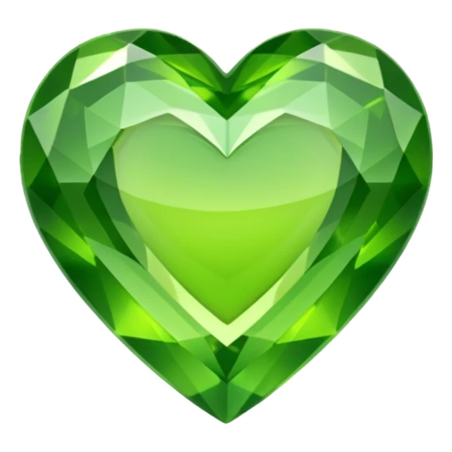green heart looking ios but like a gemstone with sharp outlines and shiny the color is more like lime sticker
