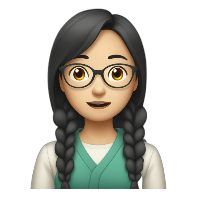 buck-toothed asian girl dismayed glasses sticker