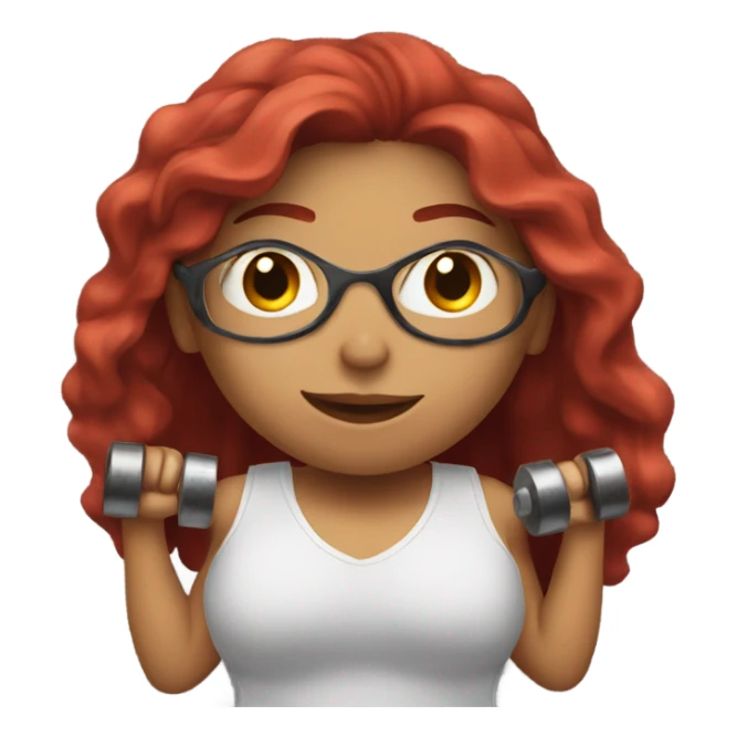 Latina with long red hair holding dumbbells  sticker