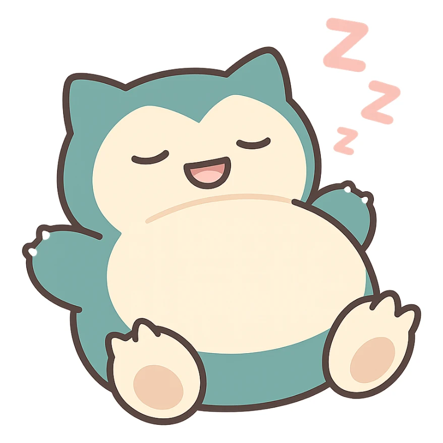 snorlax sleeping on its back chibi style emoji sticker